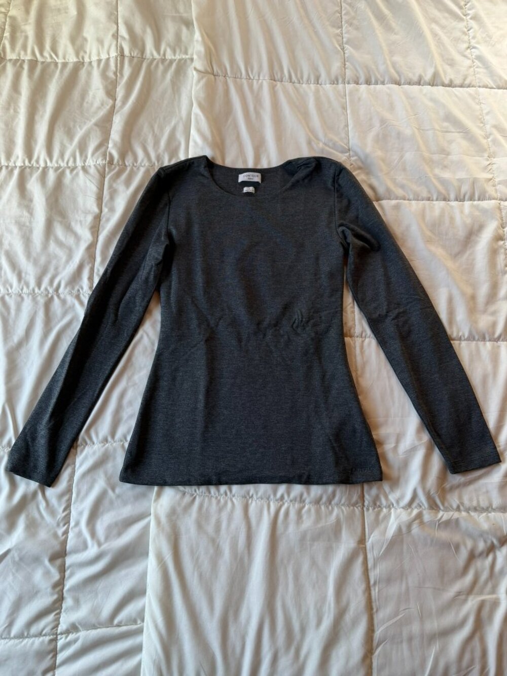 Aritzia Contour Crew Hip Long Sleeve Tee - Charcoal Grey/Heathered Black